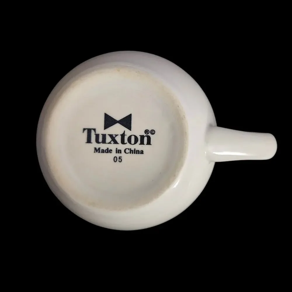 Tuxton Green Bay Stripe Coffee Cups Set of 2 White Restaurant Ware 3.75